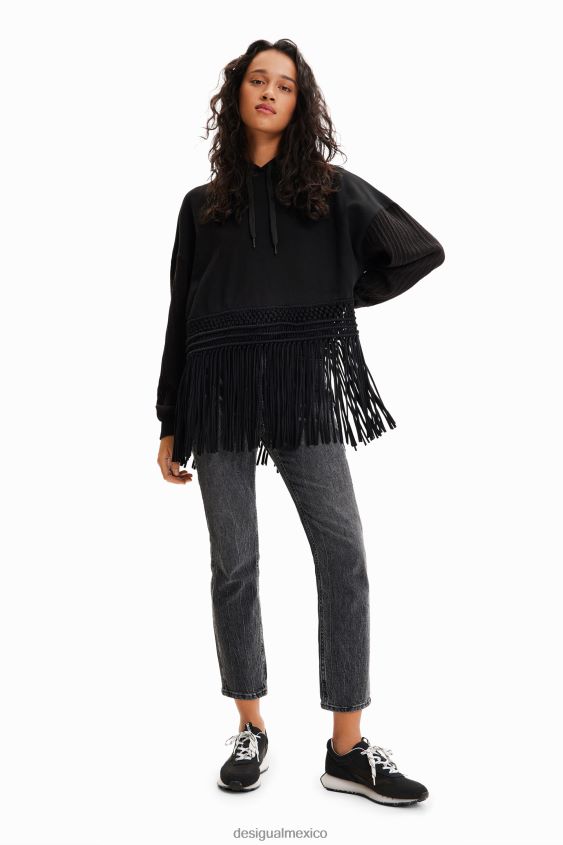 Desigual mujer sudadera con capucha y flecos extragrandes VZ26R0946 ropa