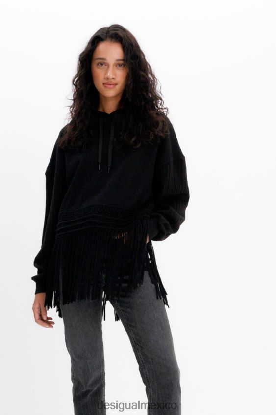 Desigual mujer sudadera con capucha y flecos extragrandes VZ26R0946 ropa