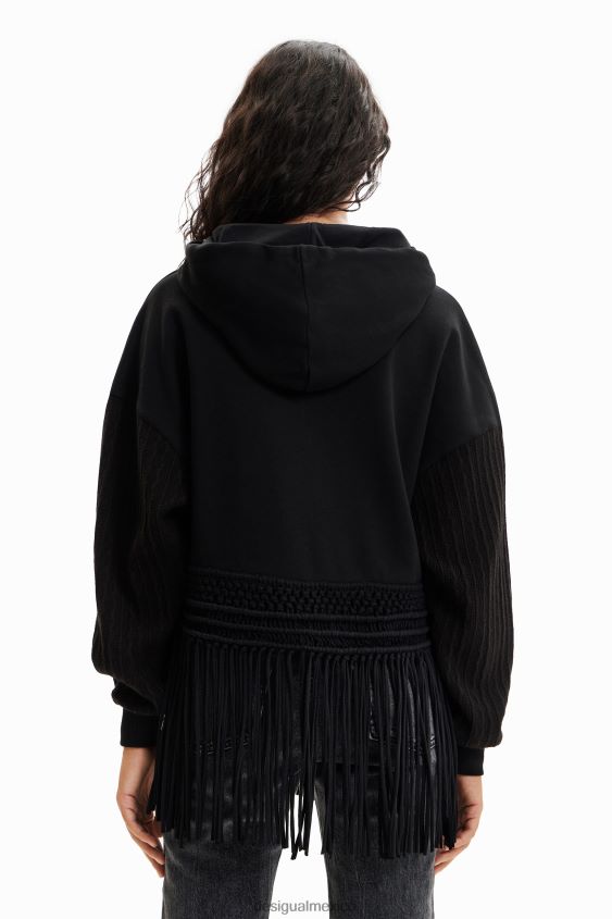 Desigual mujer sudadera con capucha y flecos extragrandes VZ26R0946 ropa