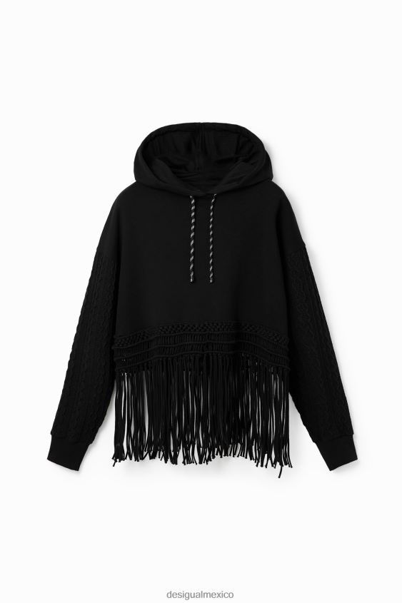 Desigual mujer sudadera con capucha y flecos extragrandes VZ26R0946 ropa