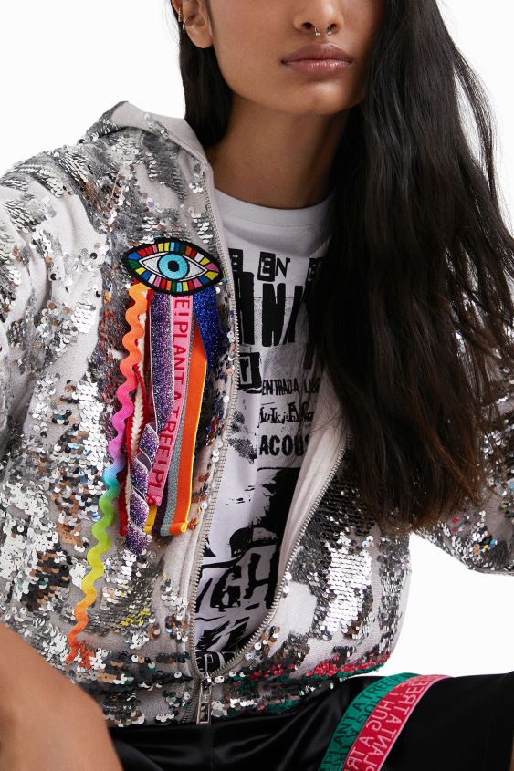 Desigual mujer sudadera con capucha y lentejuelas de johnson hartig VZ26R01098 ropa