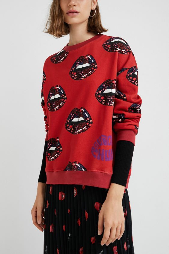 Desigual mujer sudadera con labios de peluche VZ26R01120 ropa