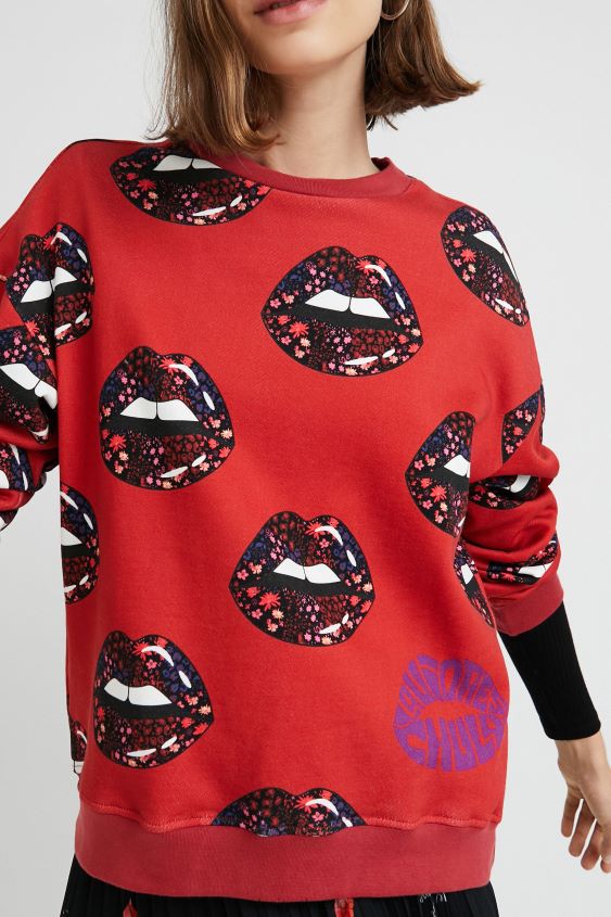 Desigual mujer sudadera con labios de peluche VZ26R01120 ropa