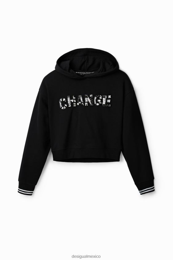 Desigual mujer sudadera corta con parche 