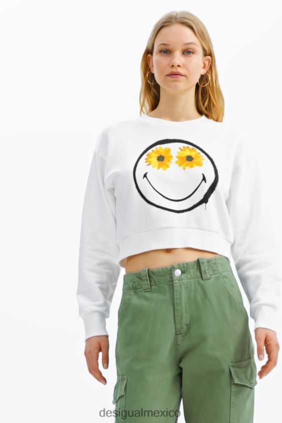 Desigual mujer sudadera corta con smiley VZ26R0525 ropa
