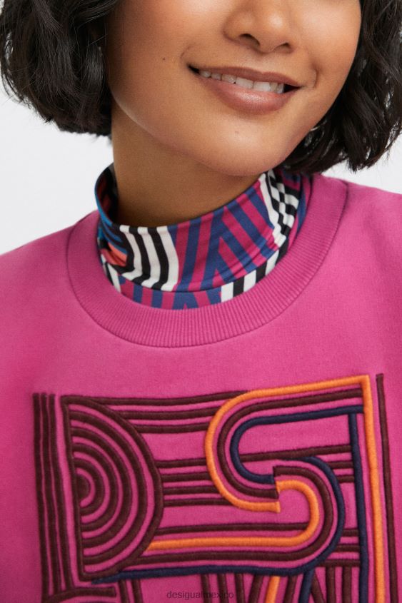 Desigual mujer sudadera lisa de felpa con bordado VZ26R01042 ropa