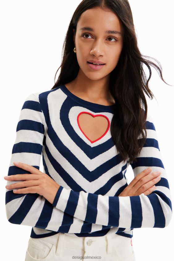 Desigual mujer jersey a rayas con abertura en forma de corazón VZ26R0841 ropa