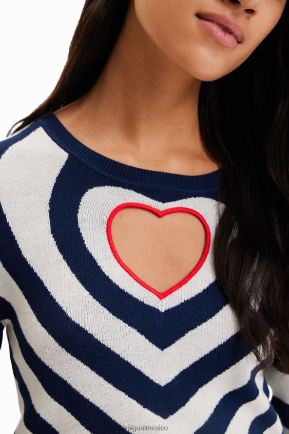 Desigual mujer jersey a rayas con abertura en forma de corazón VZ26R0841 ropa