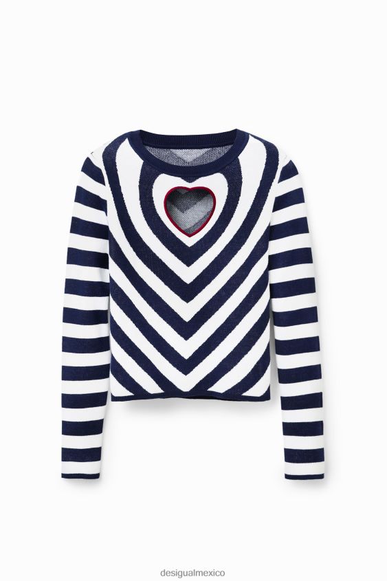 Desigual mujer jersey a rayas con abertura en forma de corazón VZ26R0841 ropa
