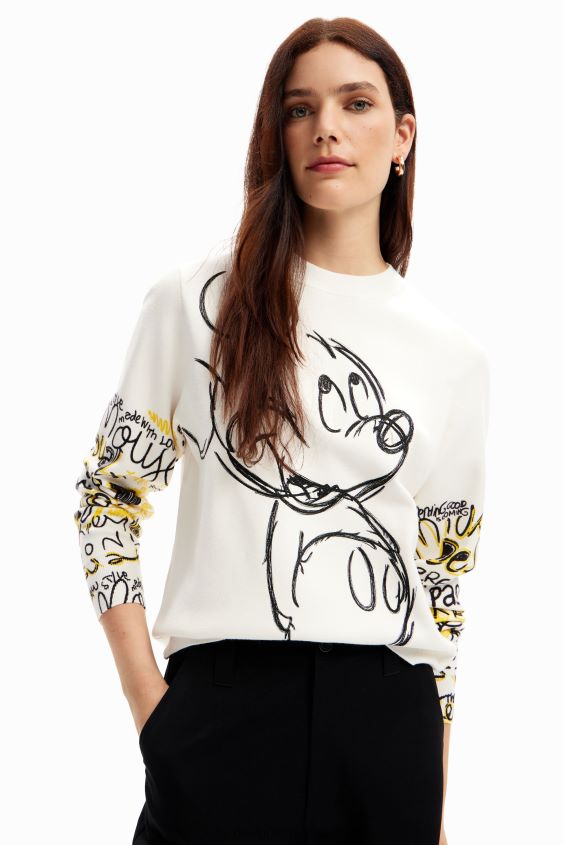 Desigual mujer jersey con bordado de mickey mouse VZ26R015 ropa