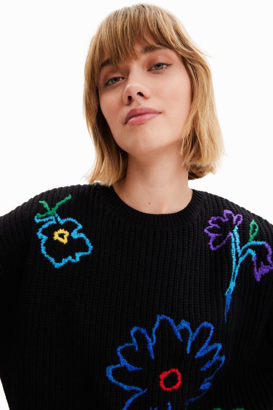 Desigual mujer jersey con bordado floral VZ26R02 ropa