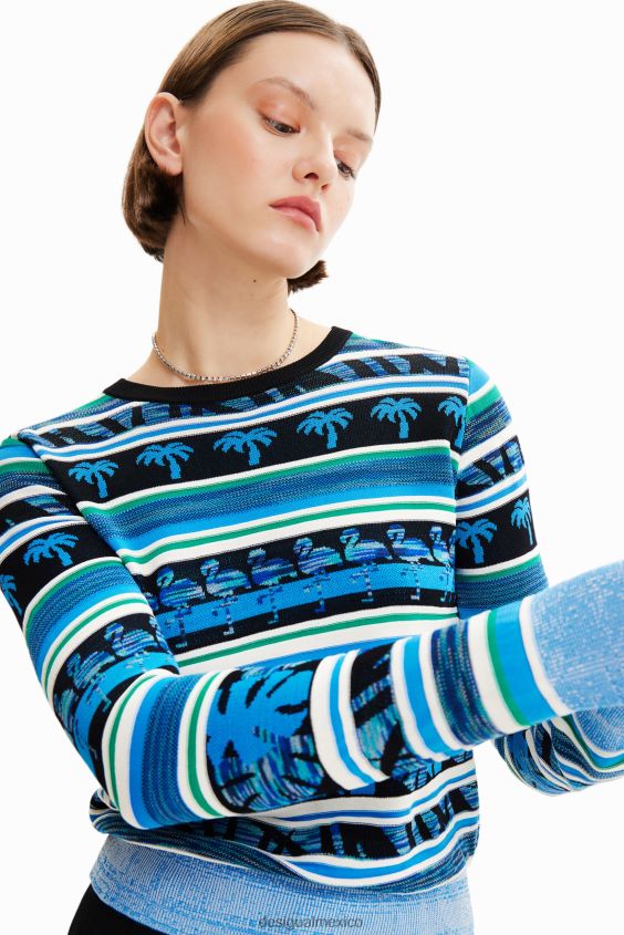 Desigual mujer jersey con borde tropical VZ26R0501 ropa