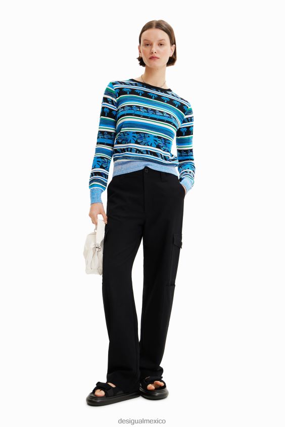 Desigual mujer jersey con borde tropical VZ26R0501 ropa