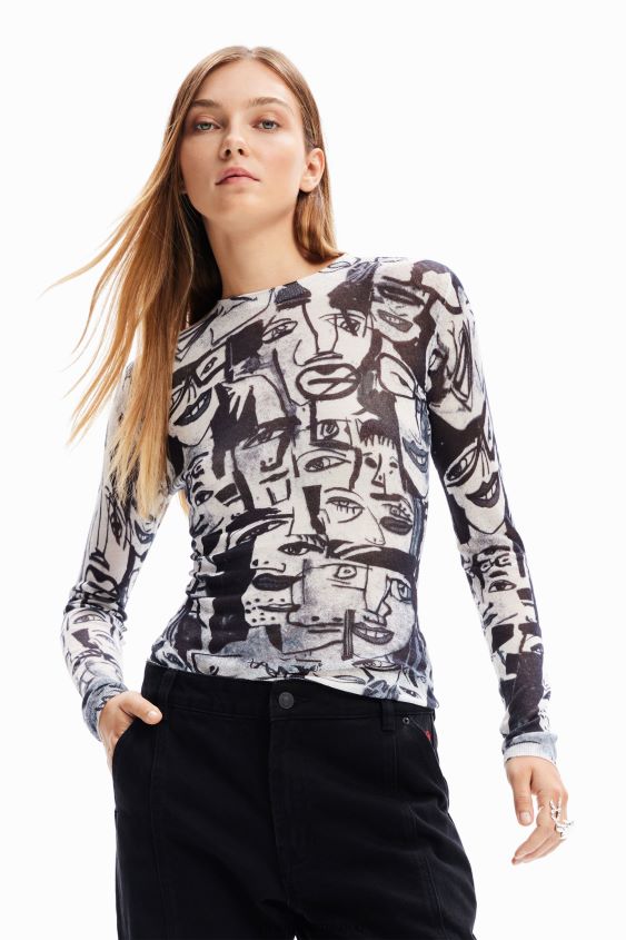 Desigual mujer jersey con caras artísticas VZ26R0280 ropa