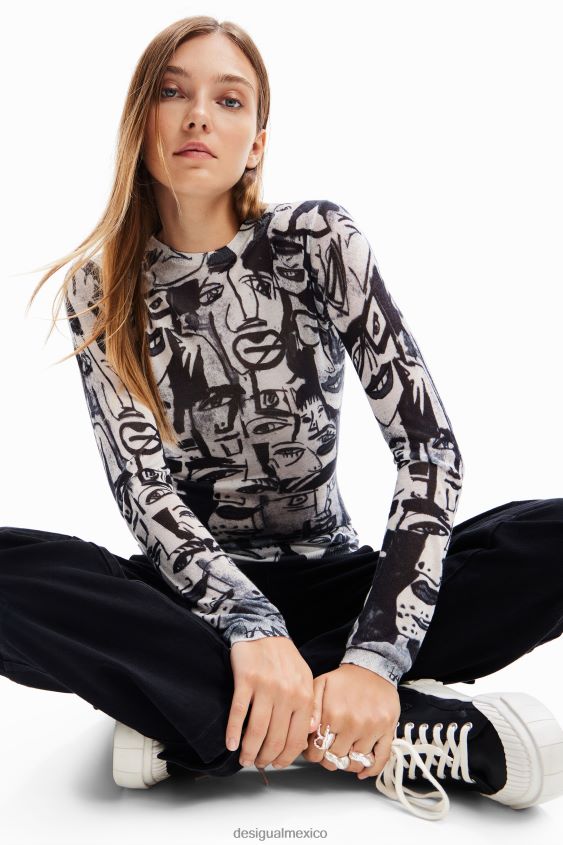 Desigual mujer jersey con caras artísticas VZ26R0280 ropa