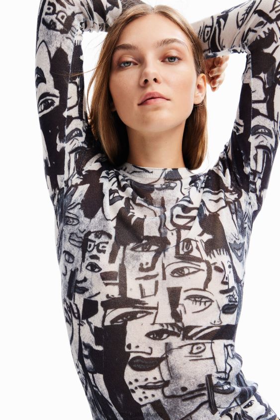 Desigual mujer jersey con caras artísticas VZ26R0280 ropa
