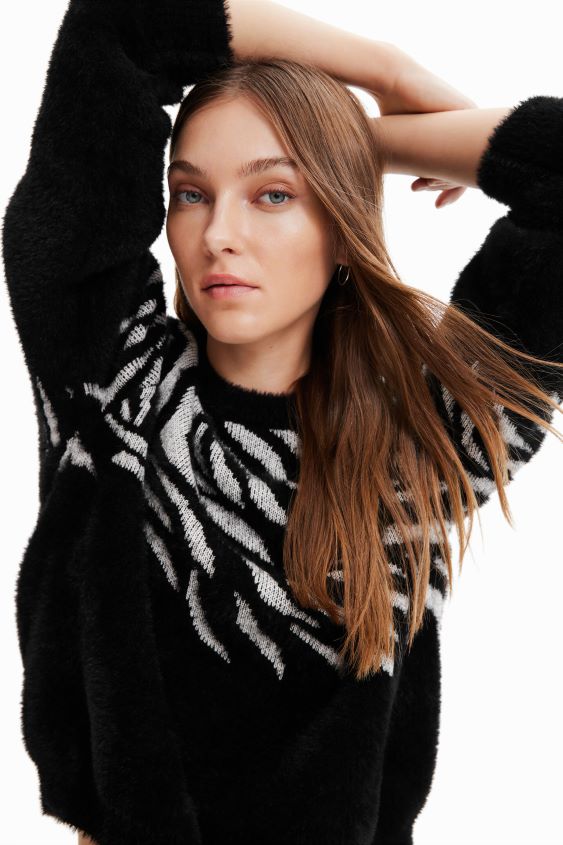 Desigual mujer jersey con efecto de piel de cebra VZ26R01039 ropa