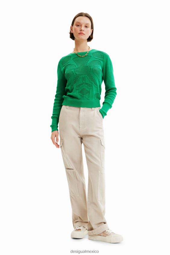 Desigual mujer jersey con flores caladas VZ26R0295 ropa