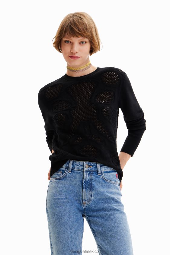 Desigual mujer jersey con flores caladas VZ26R0300 ropa