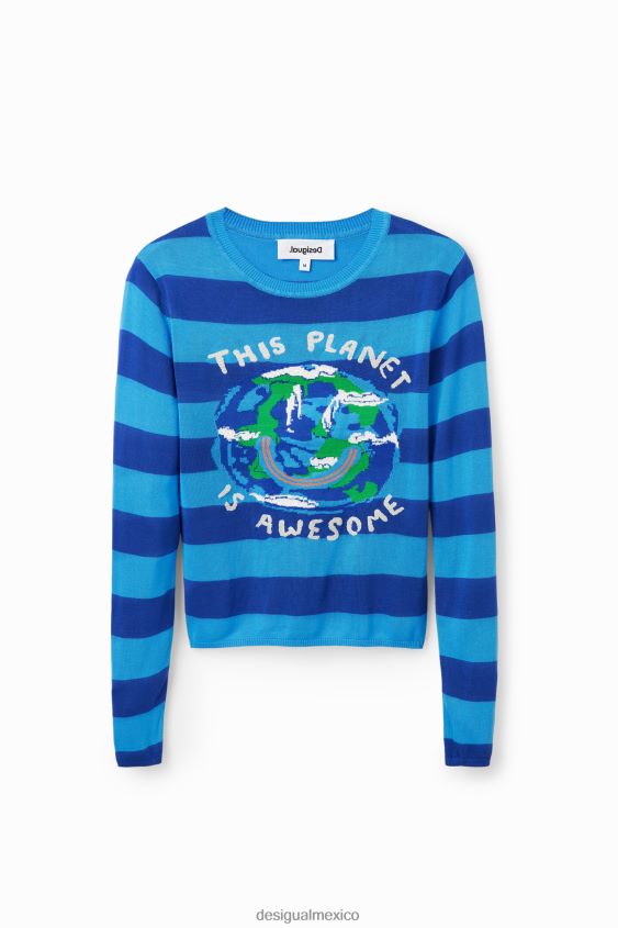 Desigual mujer jersey corto a rayas con planetas VZ26R0815 ropa