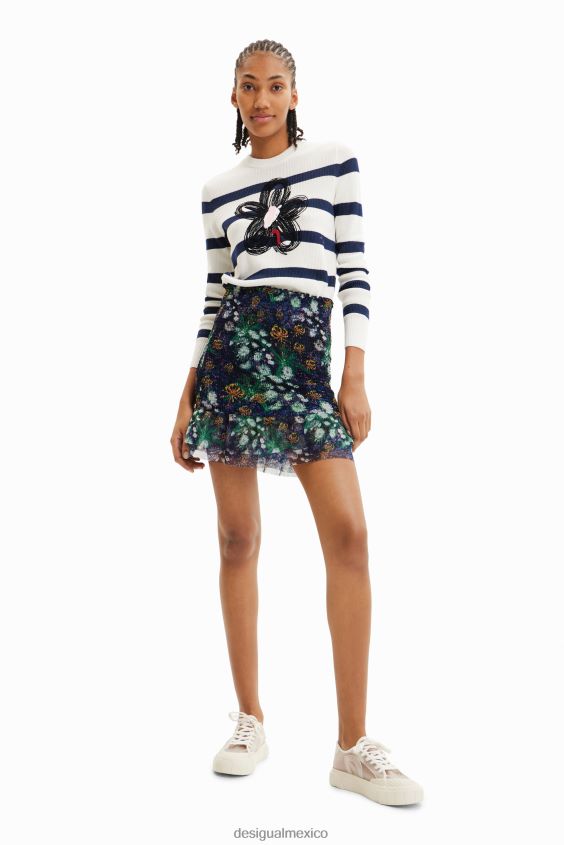 Desigual mujer jersey de flores a rayas VZ26R0307 ropa