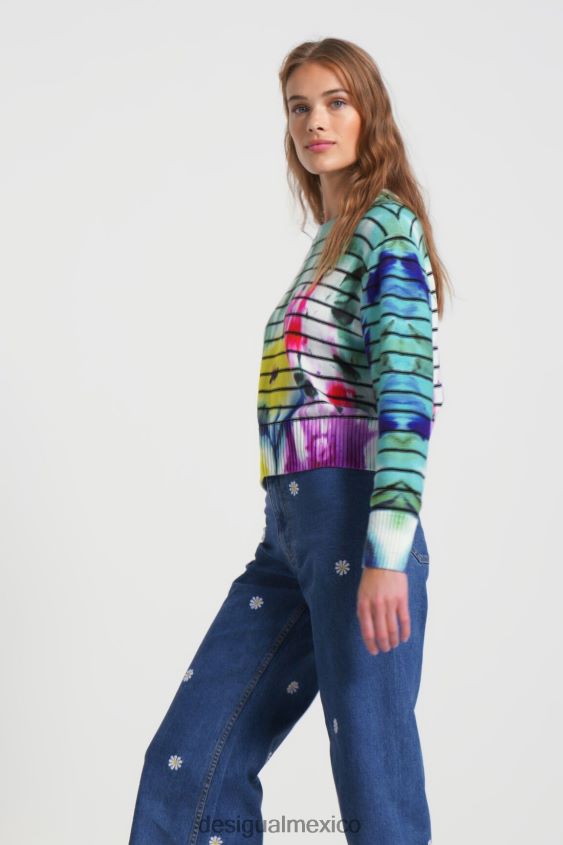 Desigual mujer suéter a rayas con estampado floral y efecto tie-dye VZ26R01024 ropa