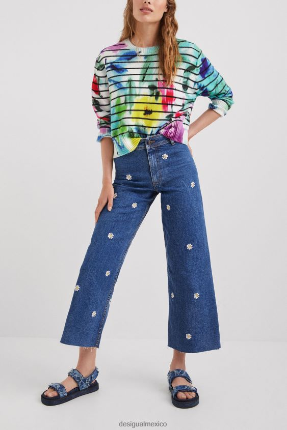 Desigual mujer suéter a rayas con estampado floral y efecto tie-dye VZ26R01024 ropa