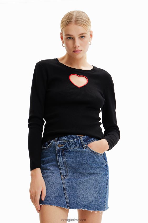 Desigual mujer suéter con aberturas en forma de corazón VZ26R0624 ropa