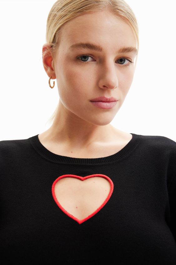 Desigual mujer suéter con aberturas en forma de corazón VZ26R0624 ropa
