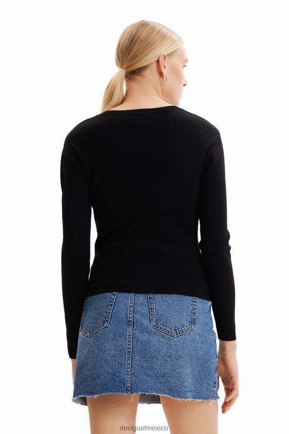 Desigual mujer suéter con aberturas en forma de corazón VZ26R0624 ropa
