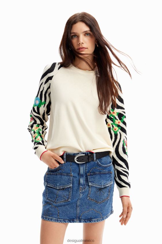 Desigual mujer suéter con bordado de cebra VZ26R041 ropa