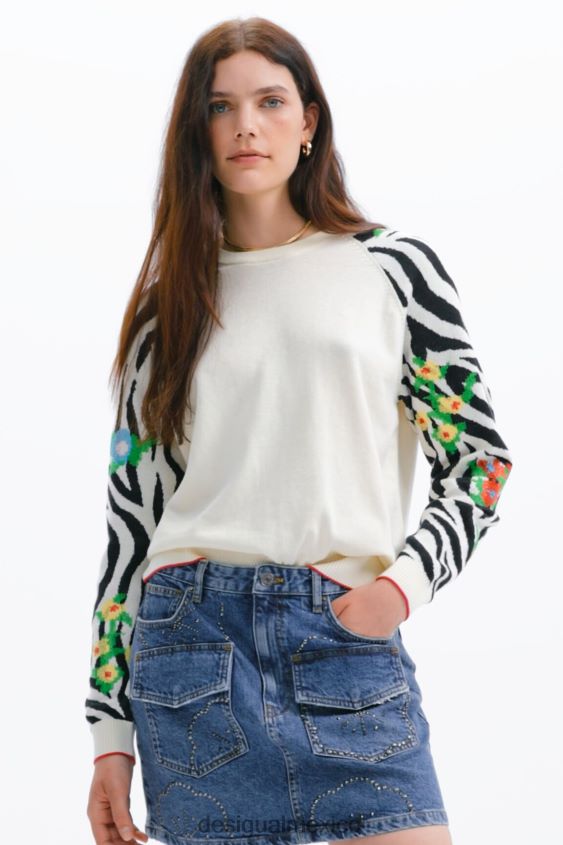 Desigual mujer suéter con bordado de cebra VZ26R041 ropa