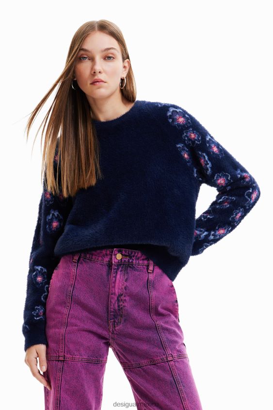 Desigual mujer suéter con efecto de pelo floral VZ26R0350 ropa