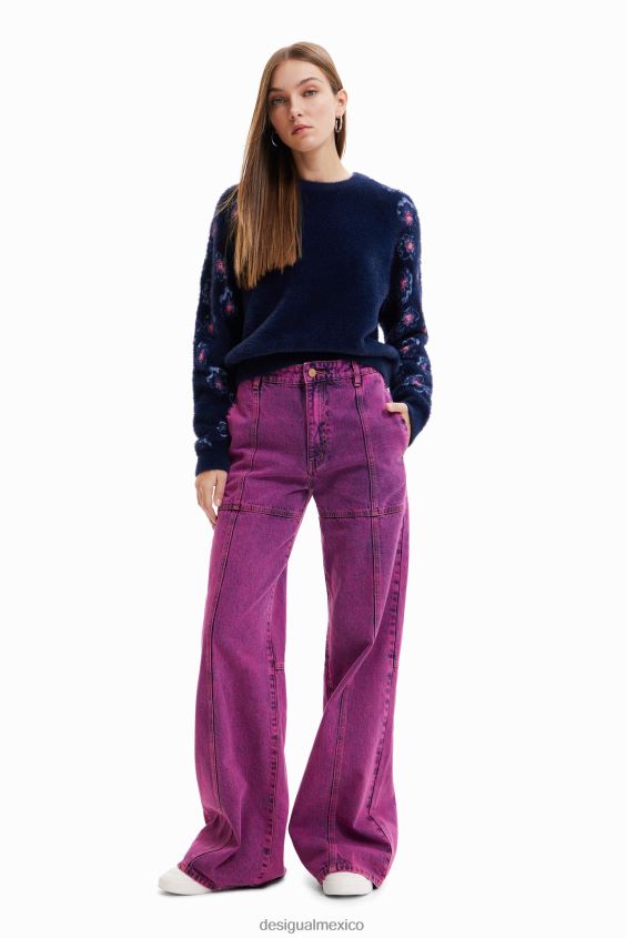 Desigual mujer suéter con efecto de pelo floral VZ26R0350 ropa