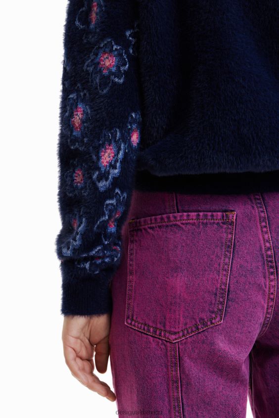 Desigual mujer suéter con efecto de pelo floral VZ26R0350 ropa