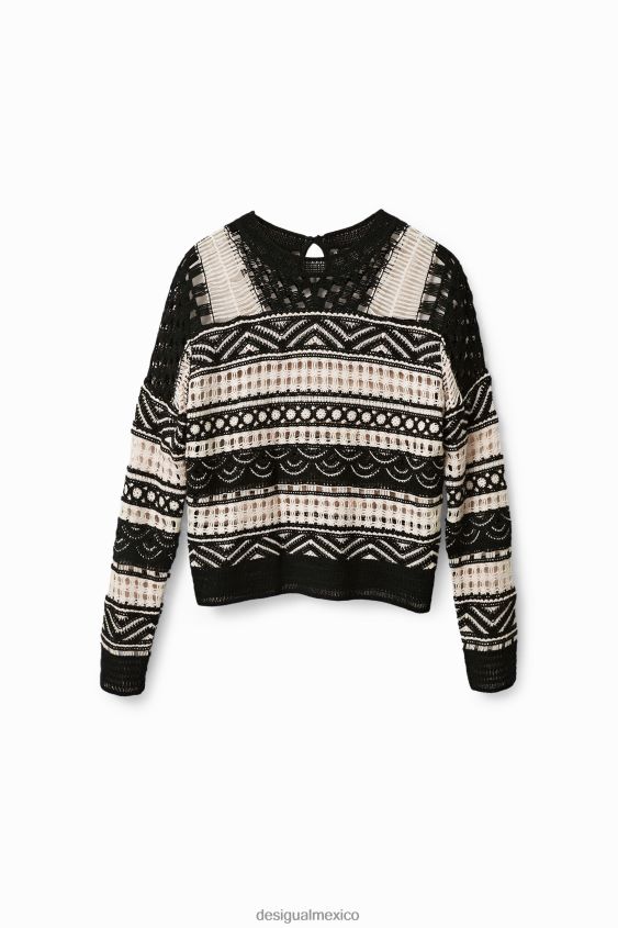 Desigual mujer suéter de crochet semitransparente VZ26R01031 ropa