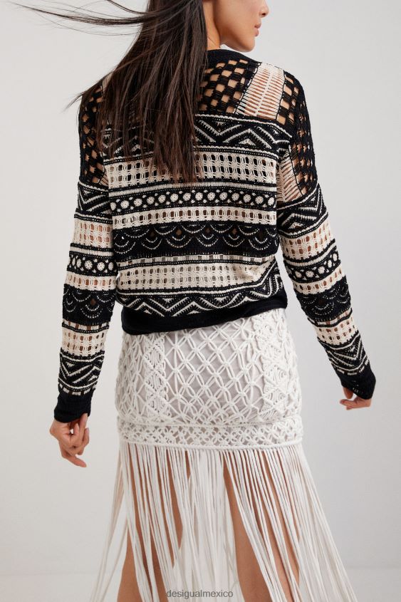 Desigual mujer suéter de crochet semitransparente VZ26R01031 ropa