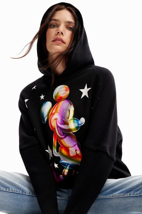Desigual mujer sudadera con capucha oversize de mickey mouse VZ26R043 ropa