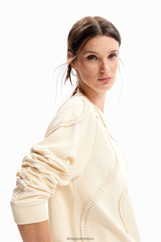 Desigual mujer sudadera con tiras plisadas VZ26R026 ropa