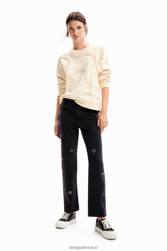 Desigual mujer sudadera con tiras plisadas VZ26R026 ropa