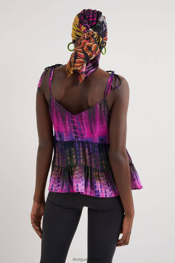Desigual mujer top con tirantes teñidos anudados VZ26R01116 ropa
