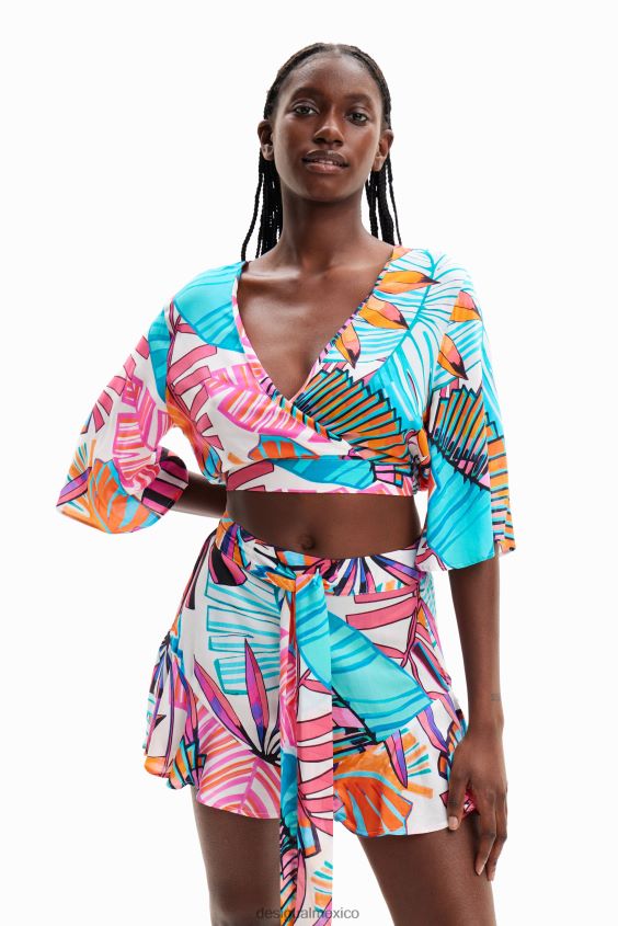 Desigual mujer top corto cruzado tropical VZ26R0604 ropa