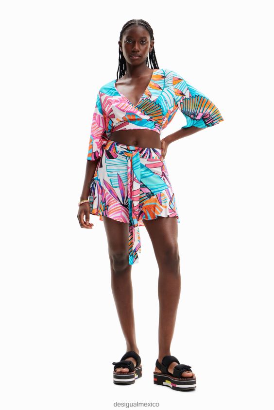 Desigual mujer top corto cruzado tropical VZ26R0604 ropa