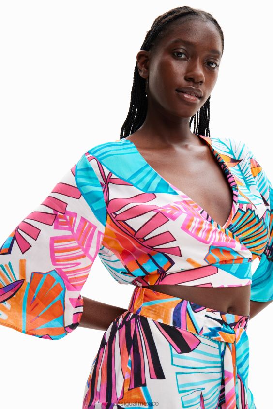 Desigual mujer top corto cruzado tropical VZ26R0604 ropa