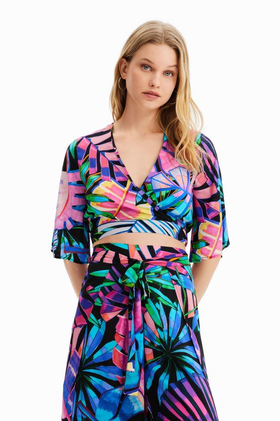 Desigual mujer top corto cruzado tropical VZ26R0637 ropa