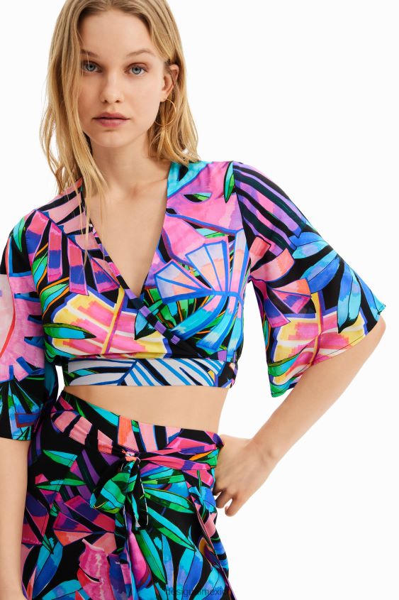 Desigual mujer top corto cruzado tropical VZ26R0637 ropa