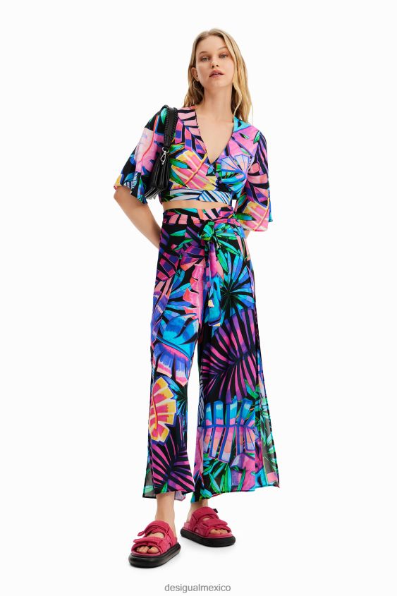 Desigual mujer top corto cruzado tropical VZ26R0637 ropa