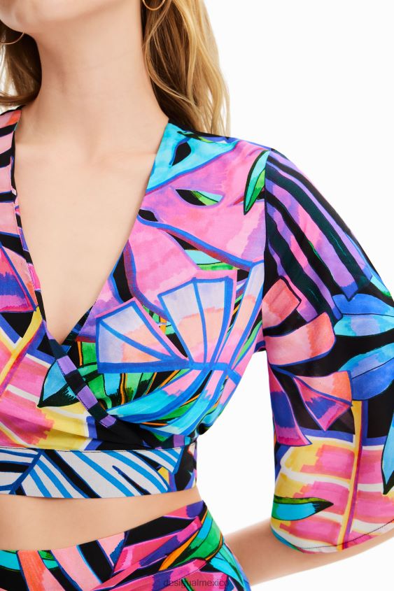 Desigual mujer top corto cruzado tropical VZ26R0637 ropa