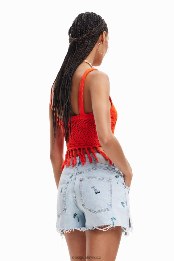 Desigual mujer top corto de ganchillo VZ26R0677 ropa