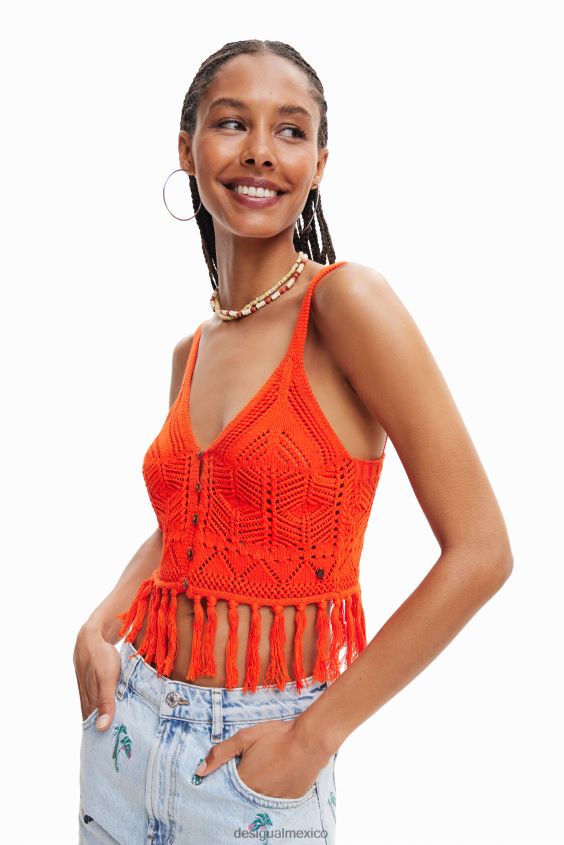 Desigual mujer top corto de ganchillo VZ26R0677 ropa